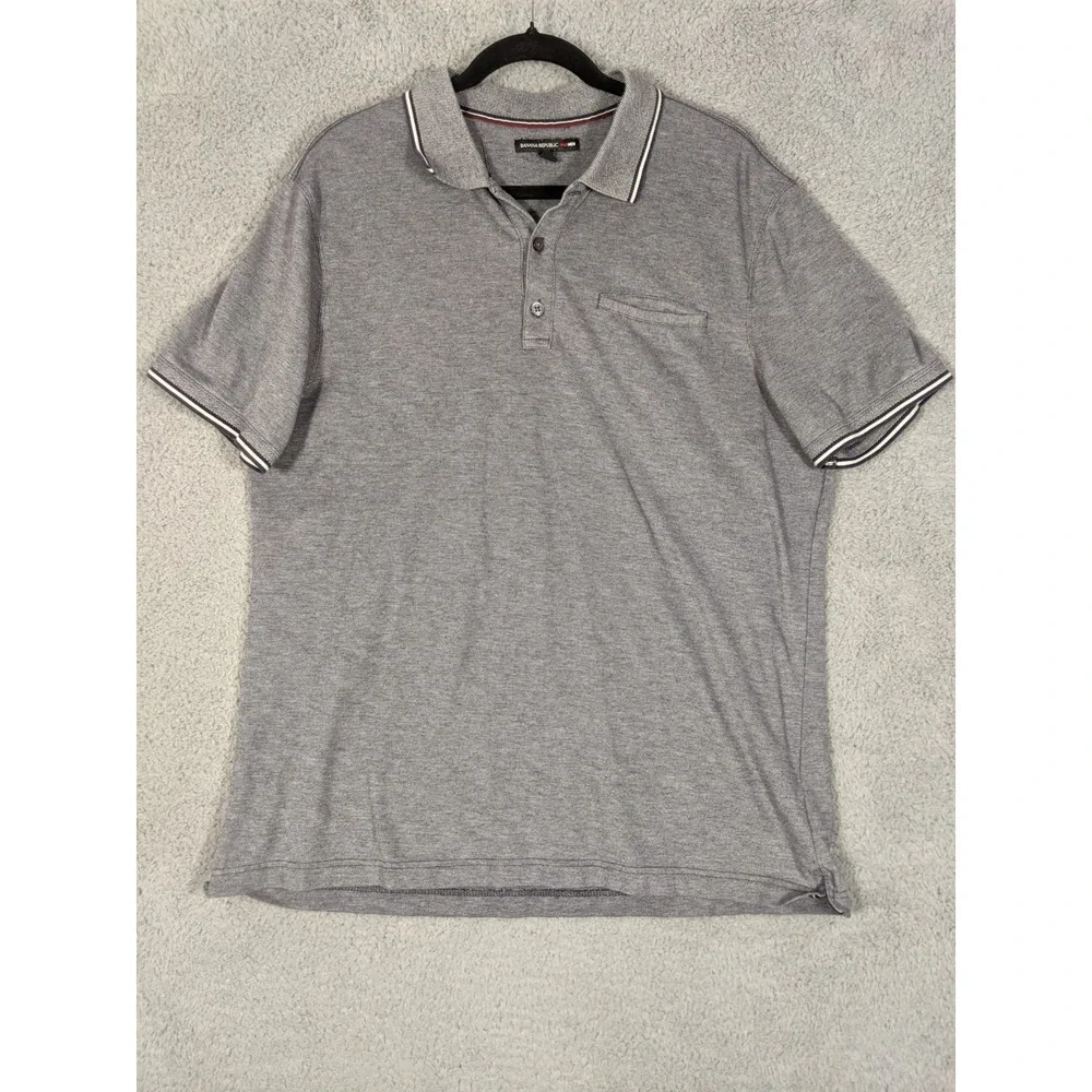 Banana Republic Mad Men Collection Polo Shirt Mens XL Gray Cotton Discontinued